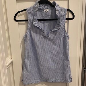 Crown & Ivy Sleeveless Blue Striped Blouse